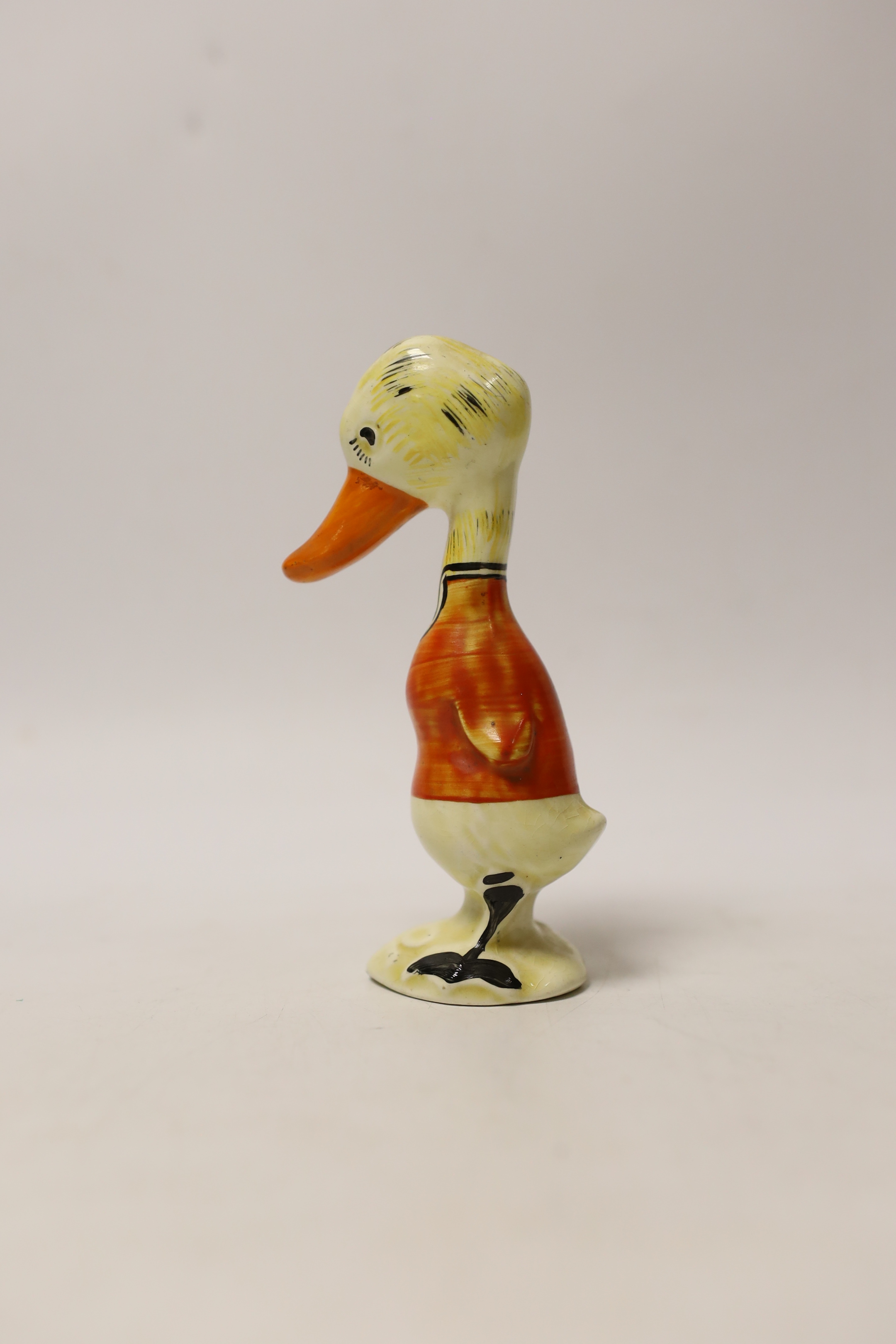 A Clarice Cliff for Newport pottery duck condiment accessory, stamped to the base, 12.5cm high